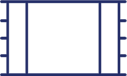 A black square with blue border on it.